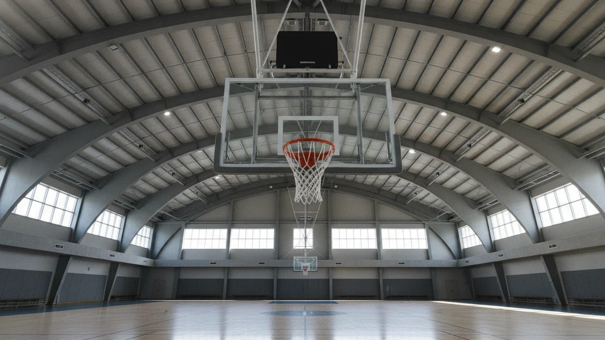 Basketbalový koš s deskou zespodu